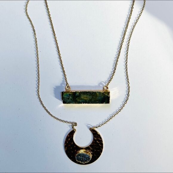 Electroformed druzy and Labordorite Layering Necklace - Picture 5 of 5